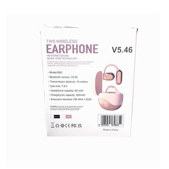 TWS Bluetooth Wireless Earphones, M62 V5.46, open box NWT - Picture 2 of 4